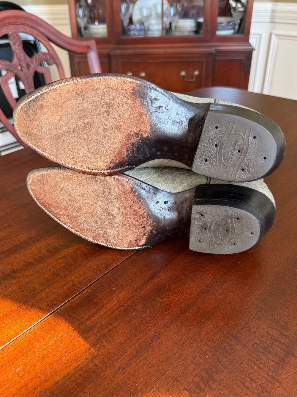 Vintage 80s NOCONA Exotic Antelope Cowboy Boots Gray/Sage Mens Size 8.5 D - USA - Picture 9 of 13